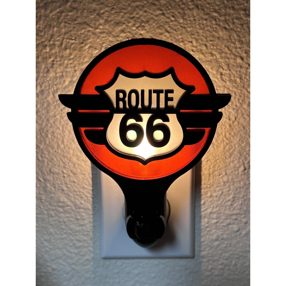 Route 66 Night Light Plug In Wall Vintage Retro‎ Road Trip Decor Handcafted